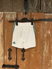 Image of Adidas Shorts White Green Logo Kids Boys 5-6 Years Active Football Brand New