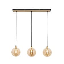 Image of Litecraft Melior Ceiling Pendant Bar 3 Light With Tinted Glass Shades - Black