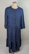Image of Barbour Womens Bethwin Dress - Blue size uk 10 long sleeve buttons new