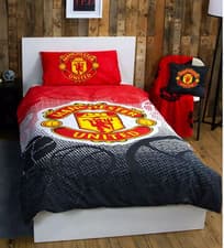 Image of Manchester United FC Single Duvet Set 135cm x 200cm RED DEVILS Duvet Pillowcase