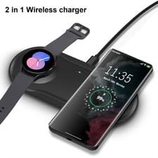 Image of 2in1 Wireless Charger Mat Charging Pad For Samsung Galaxy S24 Watch 7 6 Classic