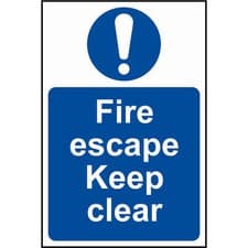 Image of Scan Fire Escape Keep Clear Sign 200mm 300mm Standard