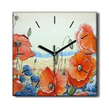Image of Silent Wall Clock Canvas 30x30 Painting Abstract Flowers Landscape Nature