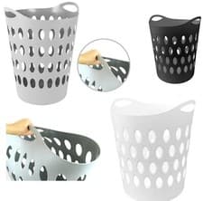 Image of Plastic Laundry Basket Home Clothe Washing Large Flexible Basket Tall Hamper 50L