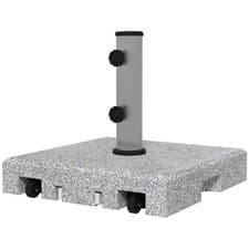 Image of Outsunny 28kg Heavy Duty Granite Parasol Base with Wheels, Retractable Handle