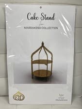 Image of Reusable Cardboard Dome Shape Gold Two Tier Dessert Cupcake Stand 17"x12"
