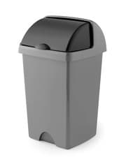 Image of 25ltr Roll Top Kitchen Waste Trash Complete Bin Metallic Silver & Dark Grey