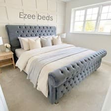 Image of CHESTERFIELD SLEIGH BED 3FT, 4FT, 4FT6,5FT, 6FT IN MULTIPLE COLOUR SMALL DOUBLE