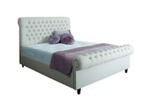 Image of Pearl Chesterfield Upholstered Velvet Scroll Bed -All Sizes, Colours, Fabrics