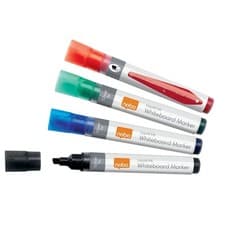 Image of Nobo Liquid Ink Whiteboard Pens Chisel Tip 10 Pack 1915386