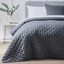 Image of Home Pinsonic Bedspread 260x260cm Subtle Floral Pattern Charcoal Minor Ripped