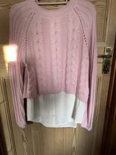 Image of Stunning Mint Velvet Cable Knit Shirt Jumper Size M