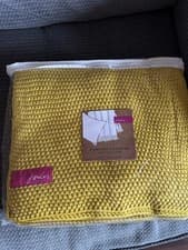 Image of Joules Moss Stitch Mustard Yellow Throw