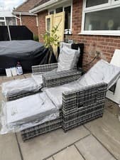 Image of 5 Piece PE Rattan Sun Lounger Outdoor 5-level Adjustable Recliner Sofa Bed NEW