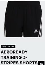 Image of Adidas Girls Black AEROREADY TRAINING 3-STRIPES SHORTS, age 13-14, BNWOT