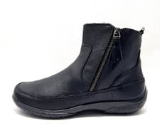 Image of Hotter Vail Ankle Boots Size 7 UK New Black Leather Warm Lined Zip Closing