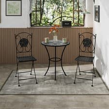 Image of 1/2/3 Pieces Mosaic Bistro Table Folding Chair Set Patio Garden Dining Furniture