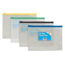 Image of Pack of 12 Tiger A5 Clear Zippy Bag - Strong Clear File Storage Document Folders