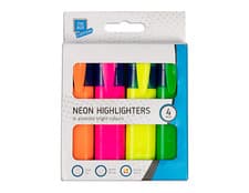 Image of 4PK Highlighters Neon Pastel Stationery Office School Home Multipack Bright