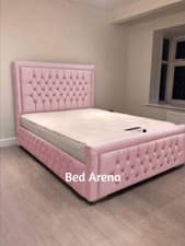 Image of Plush Velvet Cambridge Bed, Chesterfield Bed, Bed Frame In All Colours & Sizes