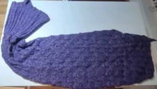 Image of Mermaid Tail Blanket Handmade Knitted Throw Wrap For Girls Aged 5-10 Purple
