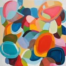 Image of Colourful Oblong Shapes Oil Painting Art Luxury Canvas Wall Picture Print