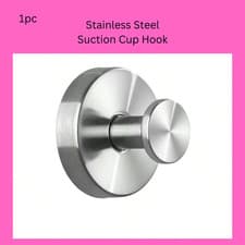 Image of Stainless Steel Suction Cup Hook For Bathroom, No Drilling, Hanging Clothes Hook
