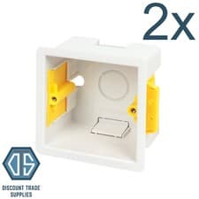 Image of 2x Appleby SB632 47mm Single Dry Lining Fast Fix Box 1 Gang Plasterboard BackBox