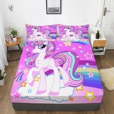 Image of Beautiful Unicorn Kids' Fitted Sheet Set Bed Decor Set Single Double Super King