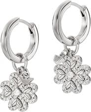 Image of Emporio Armani Silver Cubic Zirconia Flower Drop Earrings BNWT