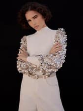 Image of Mint Velvet Ivory Sequin Sleeve Detail Jumper - BNWT £110 - Size S Small