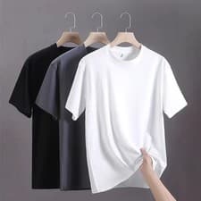 Image of Men's Oversized T-Shirt 100% Cotton Short Sleeve Tee 2025 Summer Casual Sports T