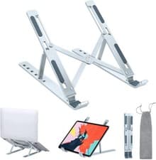 Image of Adjustable Laptop Stand Folding Portable Tablet Notebook Laptop Holder - Silver