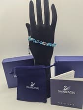 Image of Swarovski Mix Women's Bracelet - Blue, Rhodium Plated