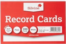 Image of Silvine Record Cards 152x102 mm Plain Pack of 100 - Color: White