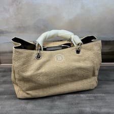 Image of Mark & Graham Bamboo Elisabetta Raffia Handbag Purse Natural Color Monogrammed