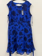 Image of M&Co Blue Flower Print Dress Size 18 NWT