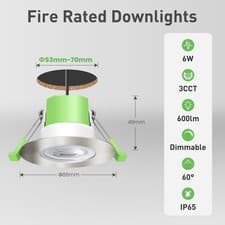 Image of Fire Rated Recessed LED 3CCT Flush Ceiling Spot Lights Down lights Modern IP65