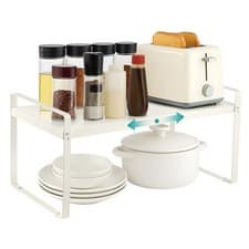 Image of 2 Tier Multi-Expandable Kitchen Cupboard Organiser Purpose Shelf
