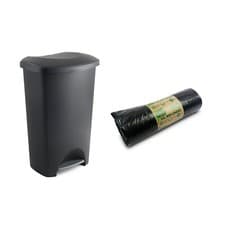 Image of Addis Everyday Family Pedal Bin, 50 Litre, Black with 20 bin Liners 518598ebay