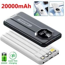 Image of 20000mAh Portable Fast Charging Power Bank 4 Cables High-Speed Output Battery UK