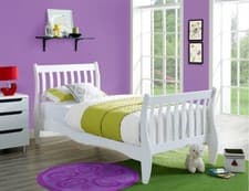 Image of Wooden Bed White Single Double Size Bed Frame Wooden Kids Bedroom Furniture