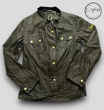 Image of Barbour International Proto Wax Jacket Ladies UK 10 Sage