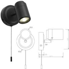 Image of Modern Polished Chrome Matt Black IP44 GU10 LED Bathroom Wall Ceiling Light Lamp