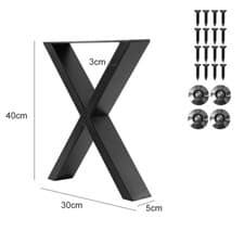 Image of Set of 2 Industrial Metal Steel Legs Table Desk Bench Robust X Cross Frame Legs