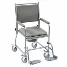 Image of Wheeled Commode Fixed Height Removeable Leg Rests & Arm Rests