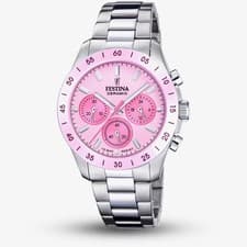 Image of Festina Ladies Pink Ceramic Chronograph Watch F20693/2