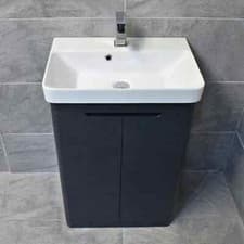 Image of Curved Vanity Basin Sink Unit Anthracite Ross 550mm and 700mm with Tap Option