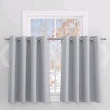 Image of Blackout Eyelet Curtains Insulated Energy Save Drapes Silver Grey W52xL36 2Panel