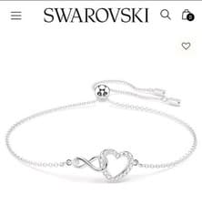Image of Swarovski Infinity bracelet Infinity and heart, White, Rhodium plated